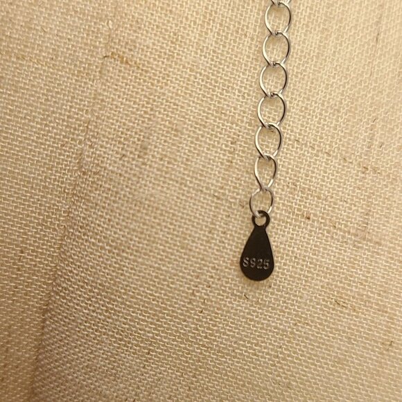 STERLING Silver Chain With Natural White Turquois Western Boho Necklace NWT - Picture 2 of 4